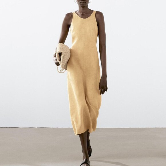 Massimo Dutti yellow linen maxi dress - Picture 1 of 6